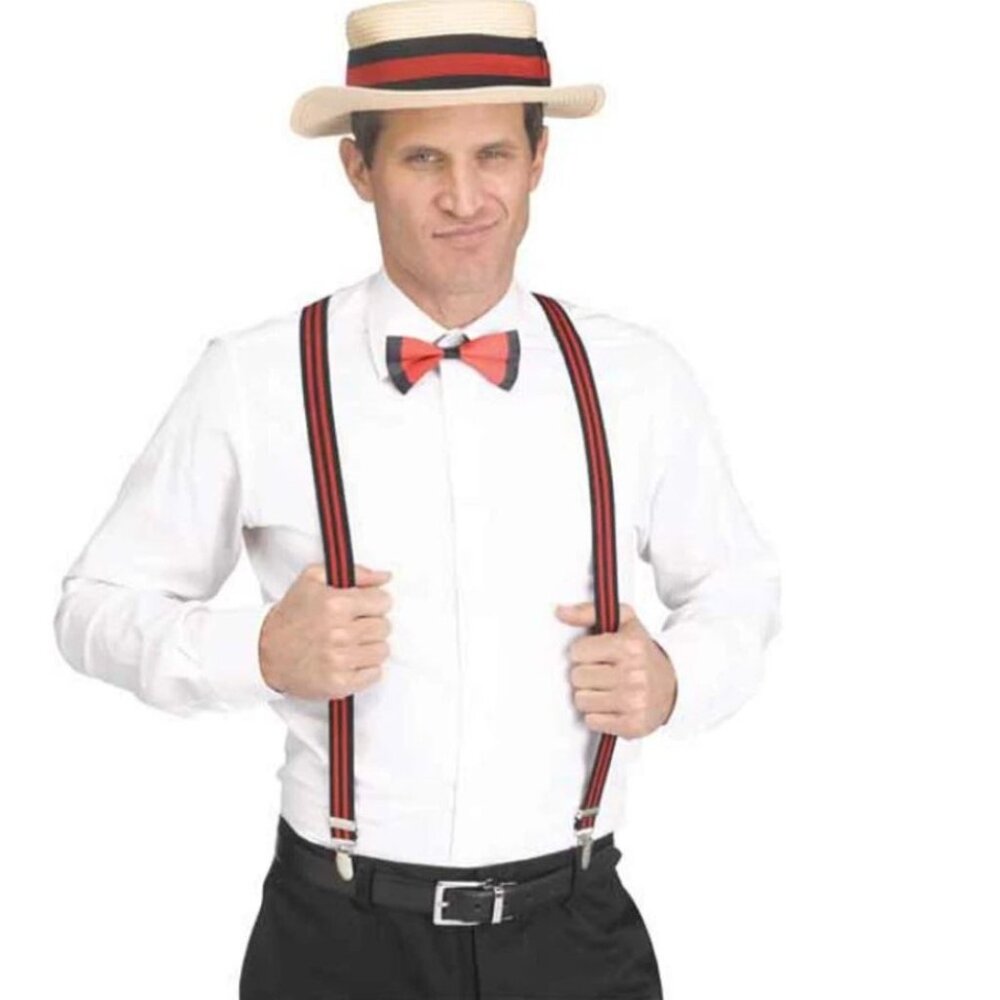Gangster Gatsby Suspender Instant Kit Hoodlum Halloween Costume Accessory 14+